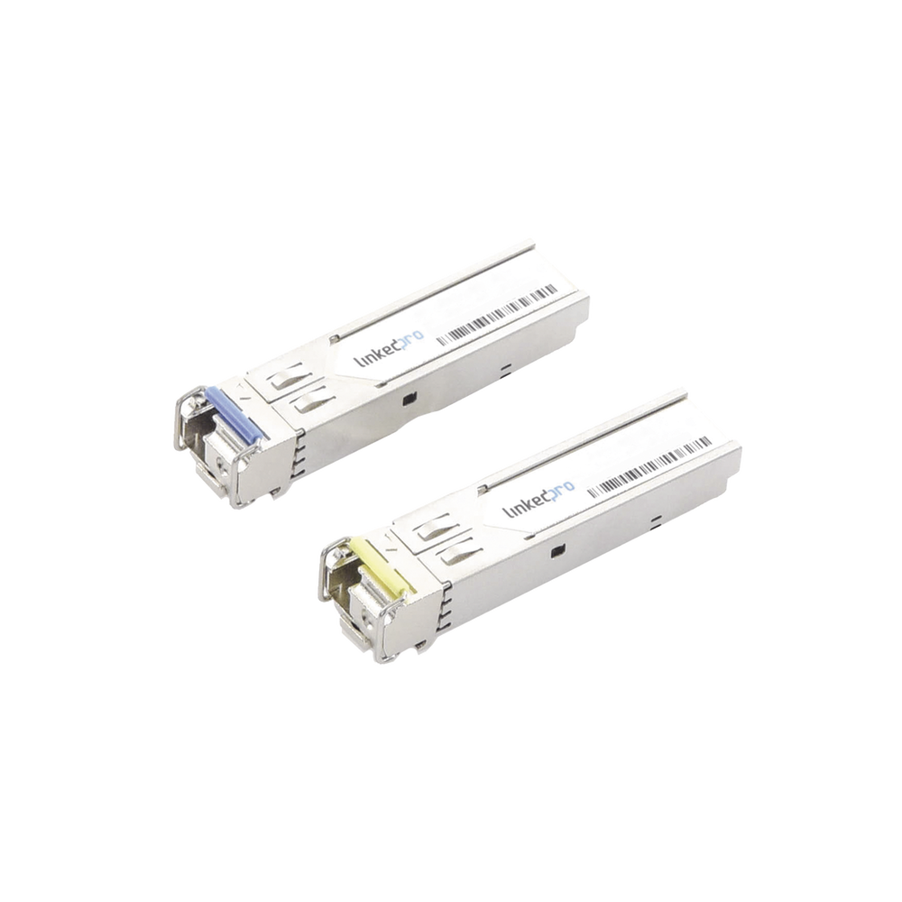 Transceptores Ópticos Industriales Bidireccionales SFP+ (Mini-Gbic) / Monomodo 1270 & 1330 nm / 10 Gbps / 10GBASE / Conector LC/UPC Simplex / DDM / Hasta 40 km / 2 Piezas