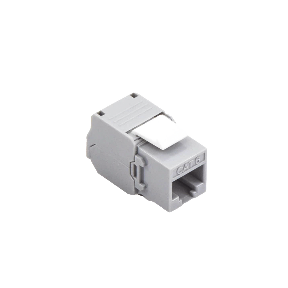 Módulo Jack Keystone Cat6 (Toolless), con Terminación en Ángulo 180 Grados Color Gris, Compatible con Faceplate y Patchpanel Linkedpro
