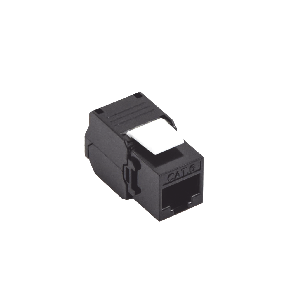 Módulo Jack Keystone Cat6A (Toolless), con Terminación en Ángulo 180 - Color Negro, Compatible con Faceplate y Patchpanel Linkedpro