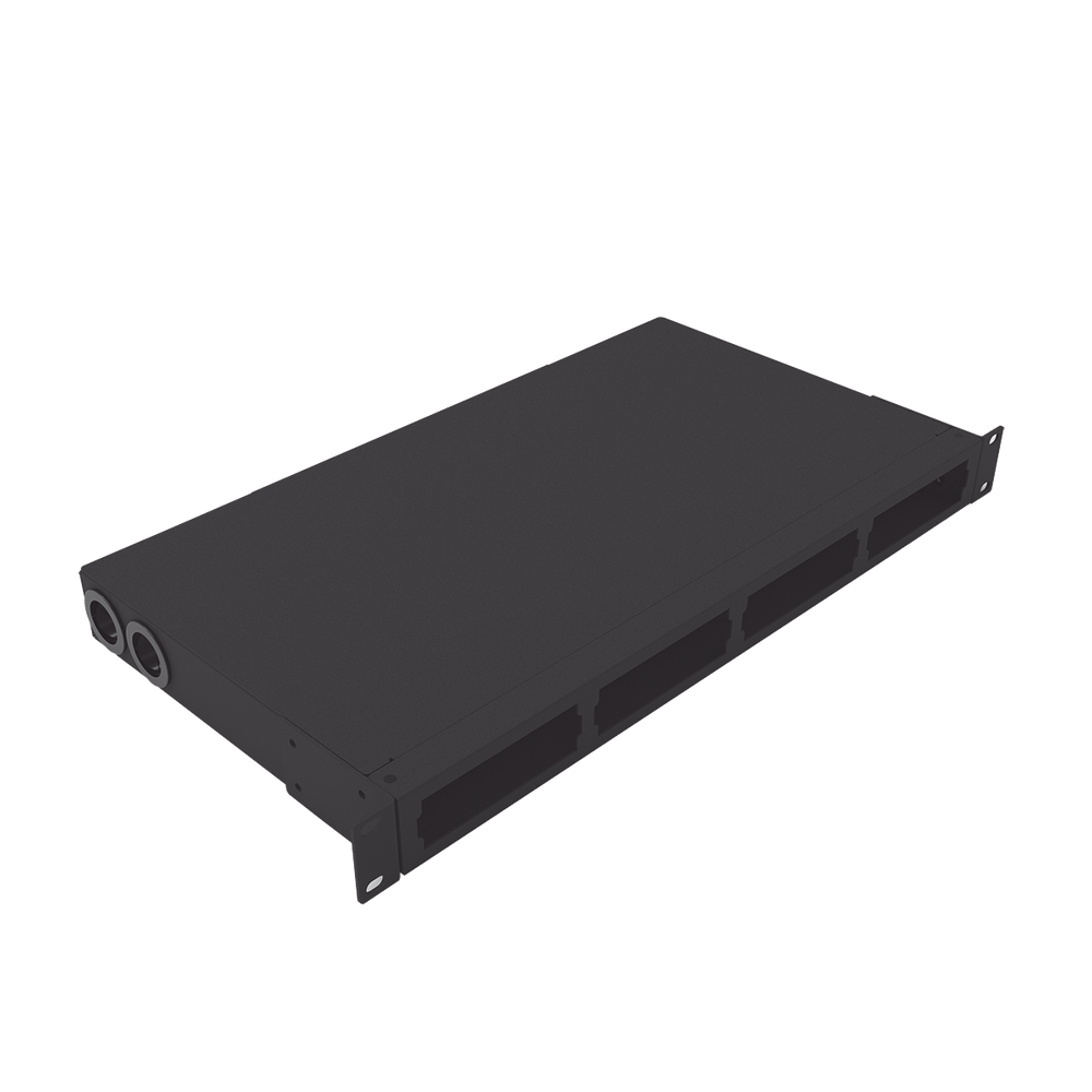 Distribuidor de Fibra Óptica Vacío 19 Pulgadas, Acepta 4 Placas Acopladoras de Linkedpro, Hasta 24 Fibras, 1UR, Incluye Charola de Empalme