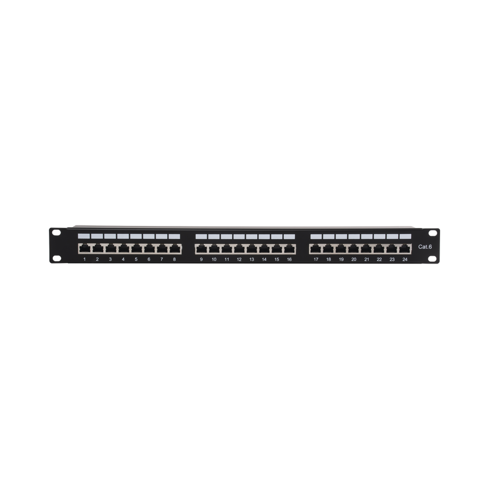 Panel de Parcheo de Impacto (110) Blindado (STP) de 24 Puertos Cat6, 19 Pulgadas
