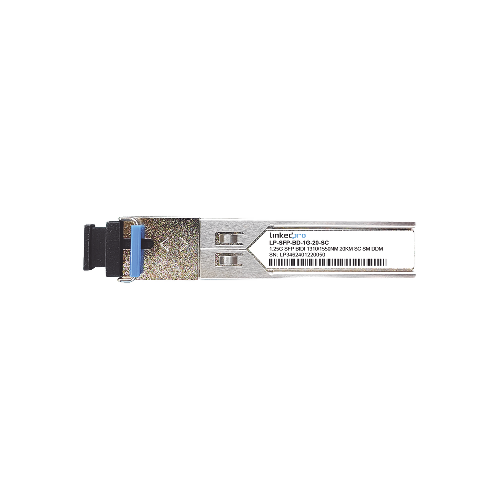 Transceptores Ópticos Bidireccionales SFP (Mini-Gbic) / Monomodo 1310 & 1550 nm / 1.25 Gbps / 1000BASE-BX / Conector SC/UPC Simplex / DDM / Hasta 3 km / 2 Piezas