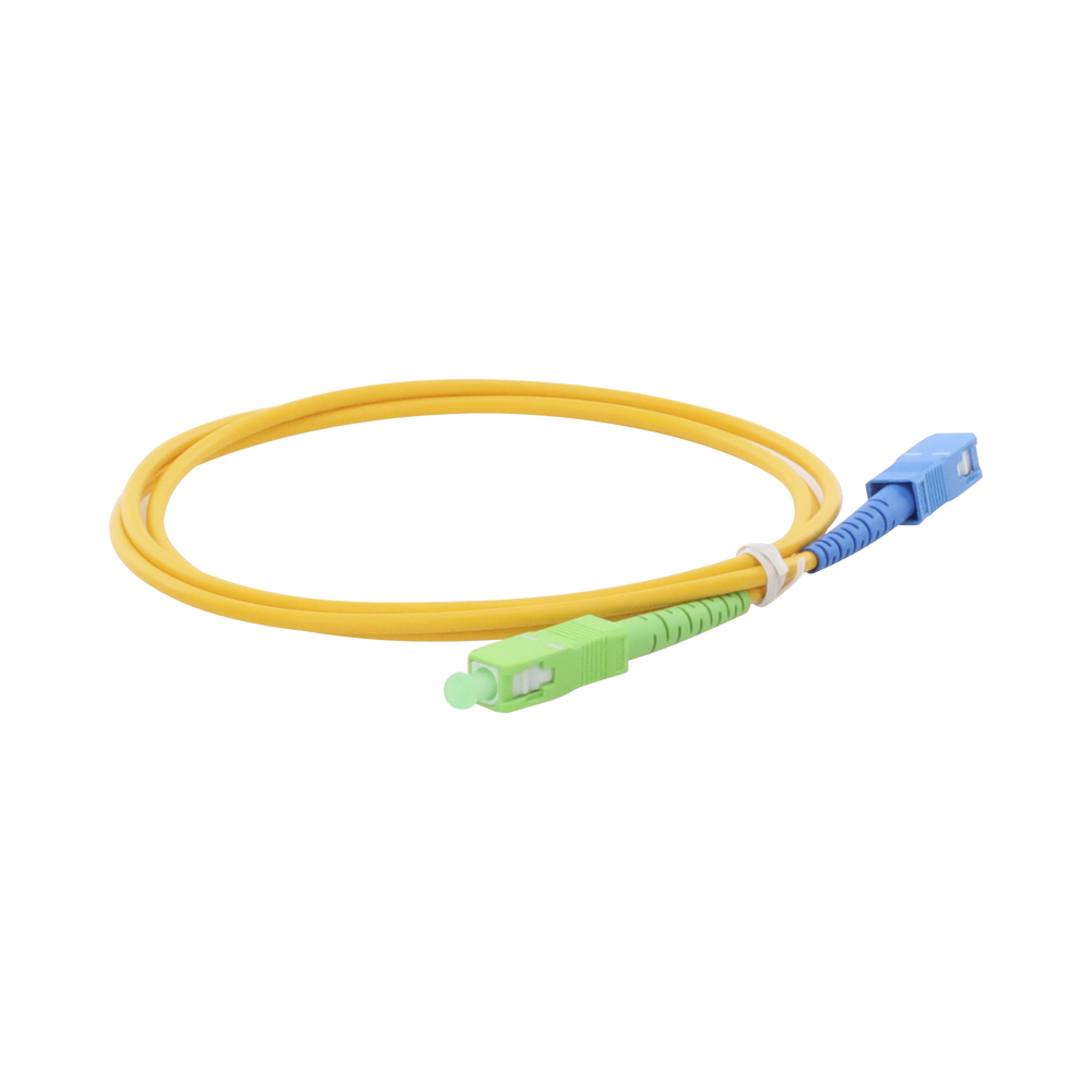 Jumper de Fibra Óptica Monomodo SC/APC-SC/UPC Simplex de 1 Metro (3.28 Pies), 3mm