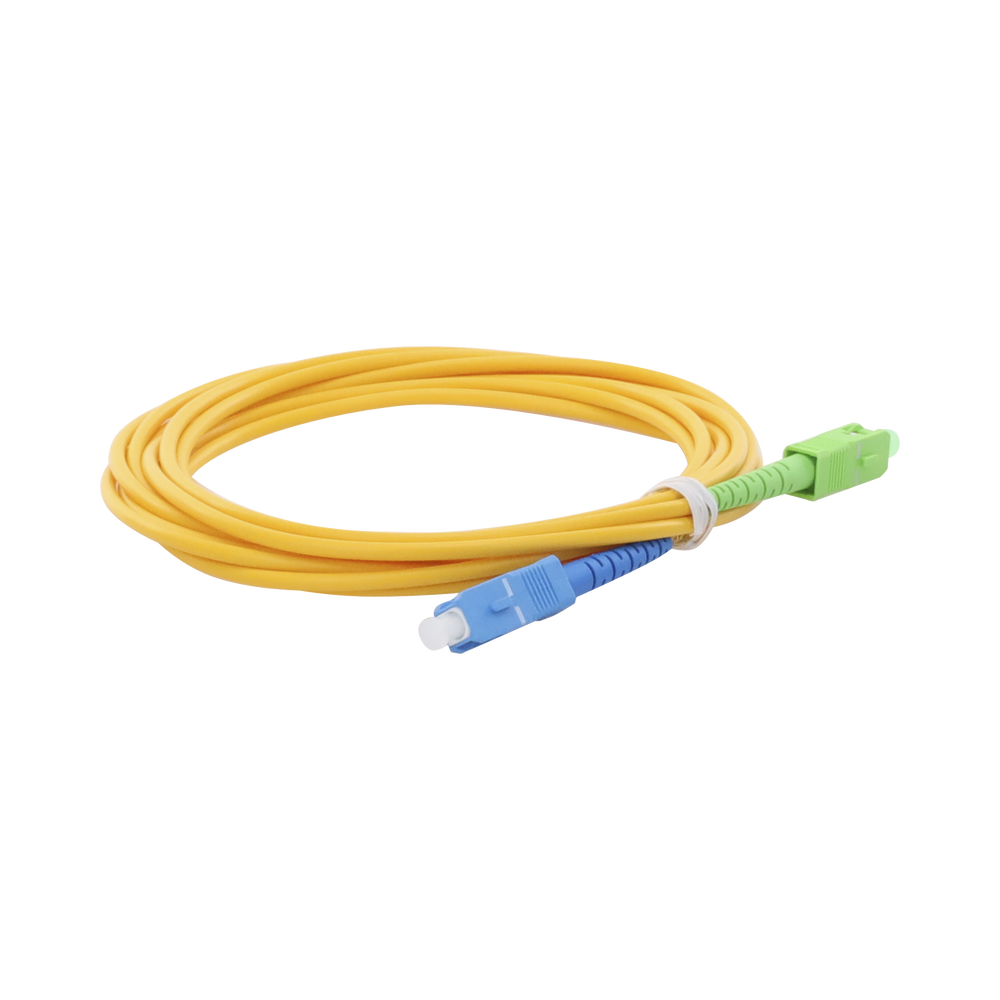 Jumper de Fibra Óptica Monomodo SC/UPC-SC/APC Simplex, Color Amarillo, 3 Metros (9.84 Pies), 3 mm