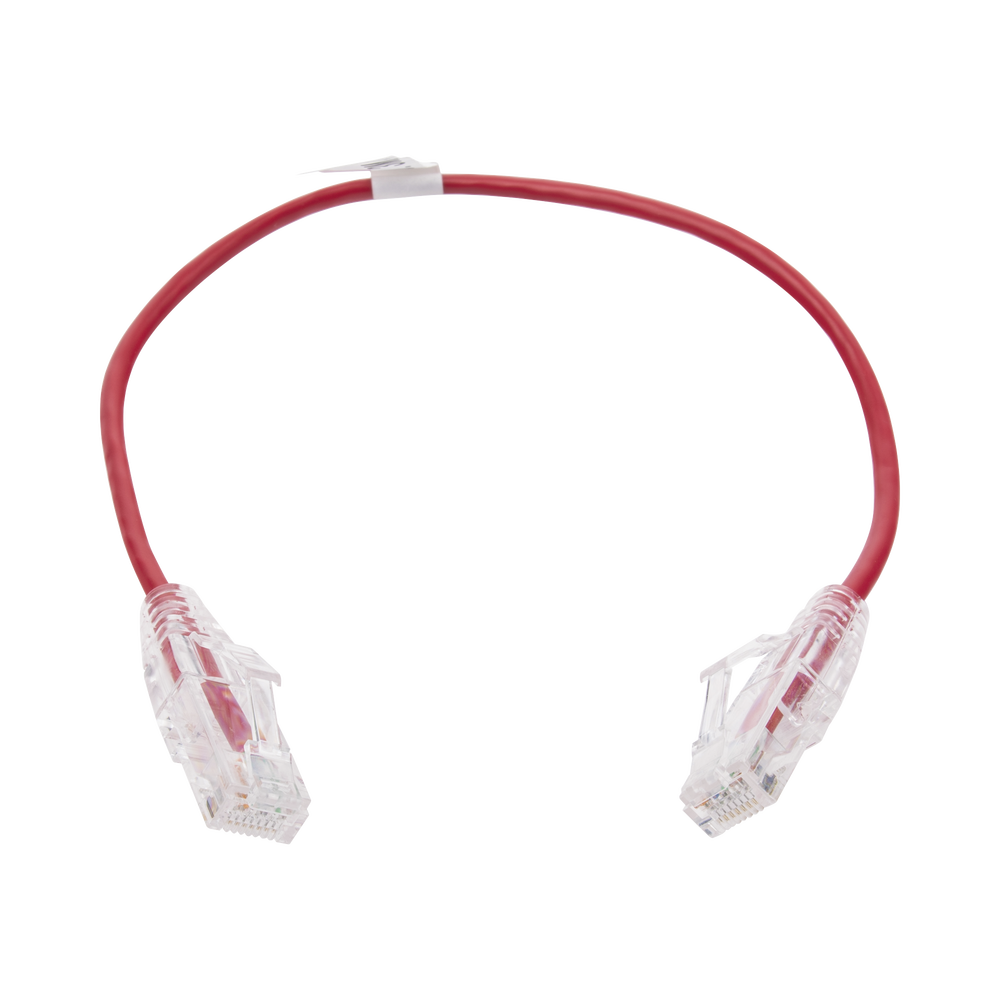 Cable de Parcheo Slim UTP Cat6 - 30 cm (11.81 Pulgadas) Rojo Diámetro Reducido (28 AWG)