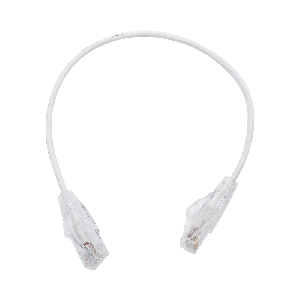 Cable de Parcheo Slim UTP Cat6 - 30 cm (11.81 Pulgadas) Blanco, Diámetro Reducido (28 AWG)