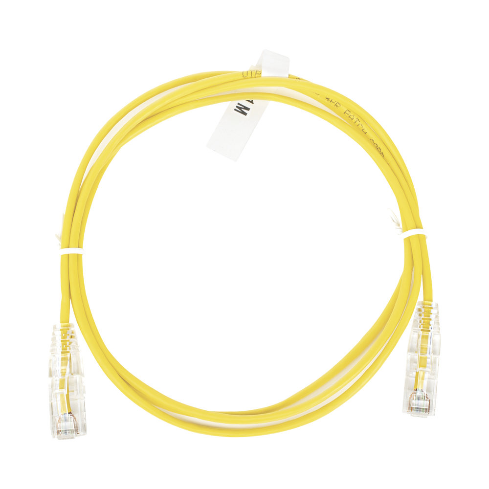 Cable de Parcheo Slim UTP Cat6 - 1 Metro (3.28 Pies), Amarillo, Diámetro Reducido (28 AWG)