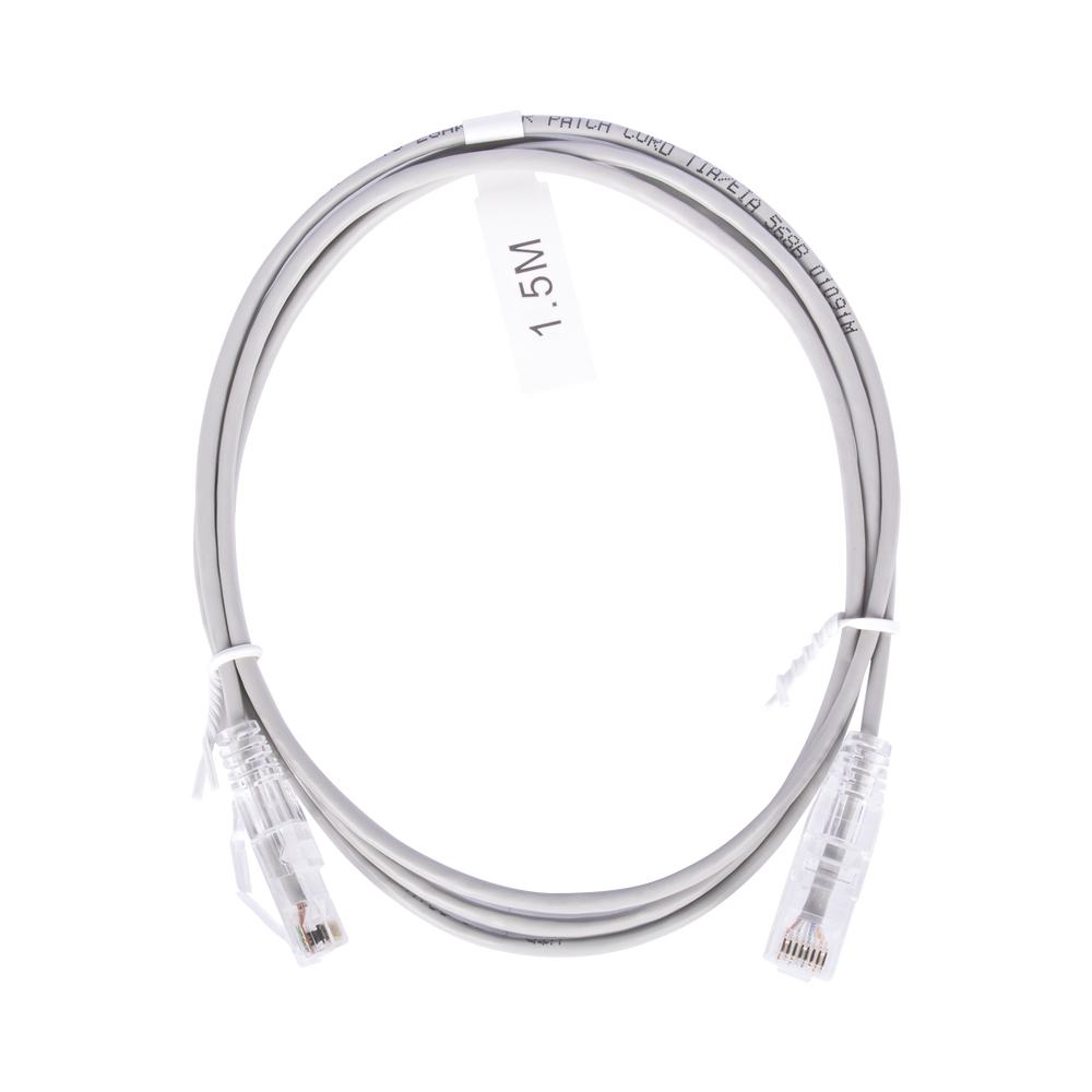 Cable de Parcheo Slim UTP Cat6 - 1.5 Metros (4.92 Pies) Gris Diámetro Reducido (28 AWG)