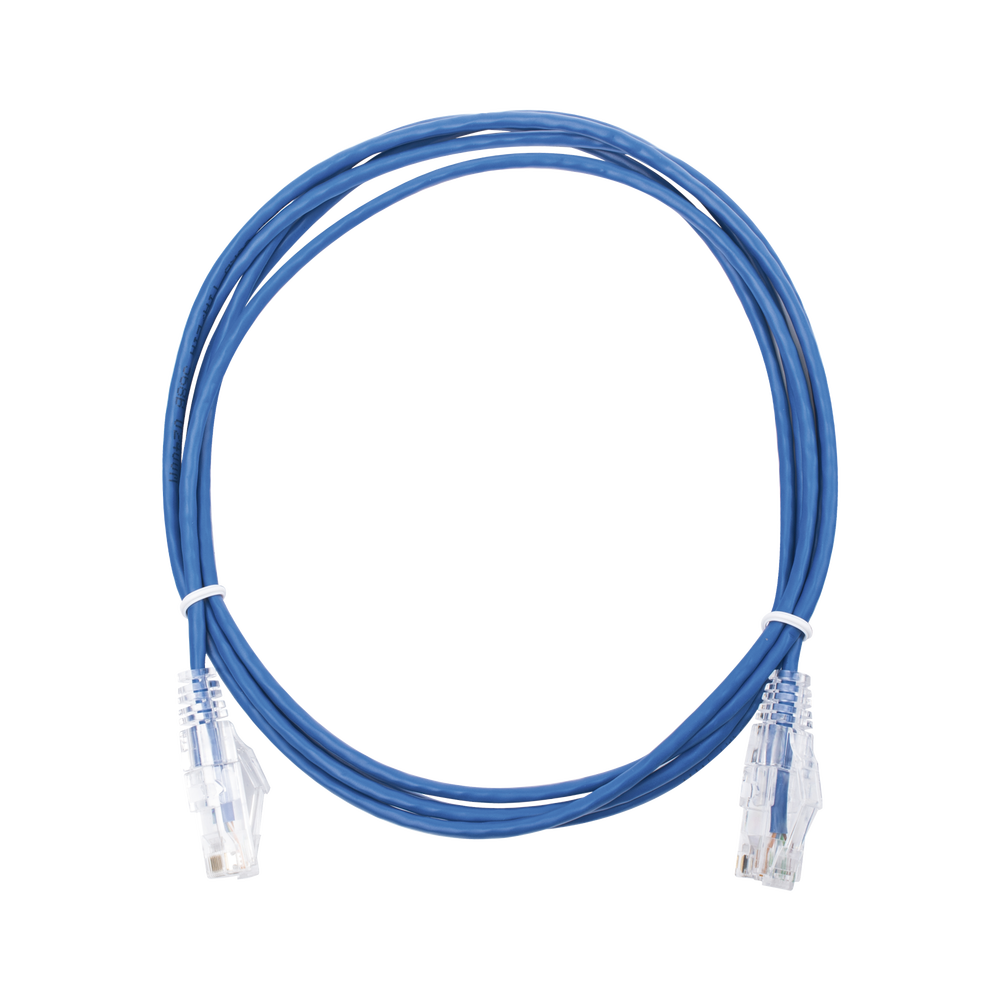 Cable de Parcheo Slim UTP Cat6 - 2 Metros (6.56 Pies) Azul Diámetro Reducido (28 AWG)