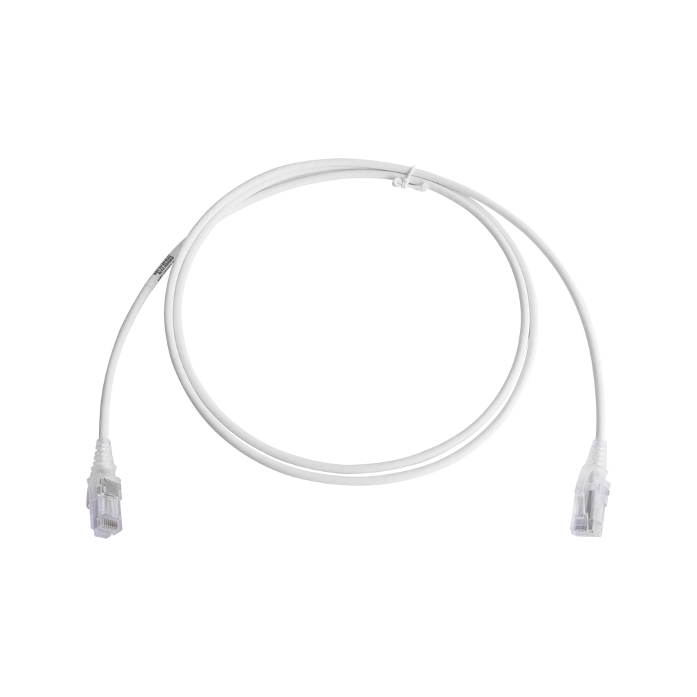 Patch Cord MC6 Modular Cat6 UTP, CM/LS0H, 1.52 Metros (5 Pies), Color Blanco, Diámetro Reducido (28AWG)
