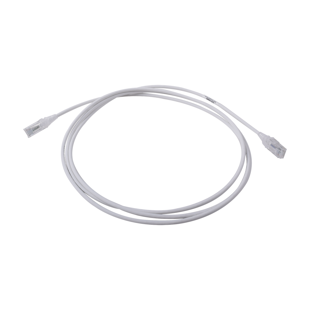 Patch Cord MC6 Modular Cat6 UTP, CM/LS0H, 2.13 Metros (7 Pies), Color Blanco, Diámetro Reducido (28AWG)