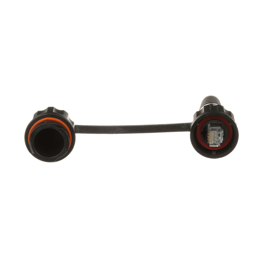 Conector Plug RJ45 de Uso Industrial Blindado, Categoría 5e, 24AWG, con Tapa Protectora, Protección IP67