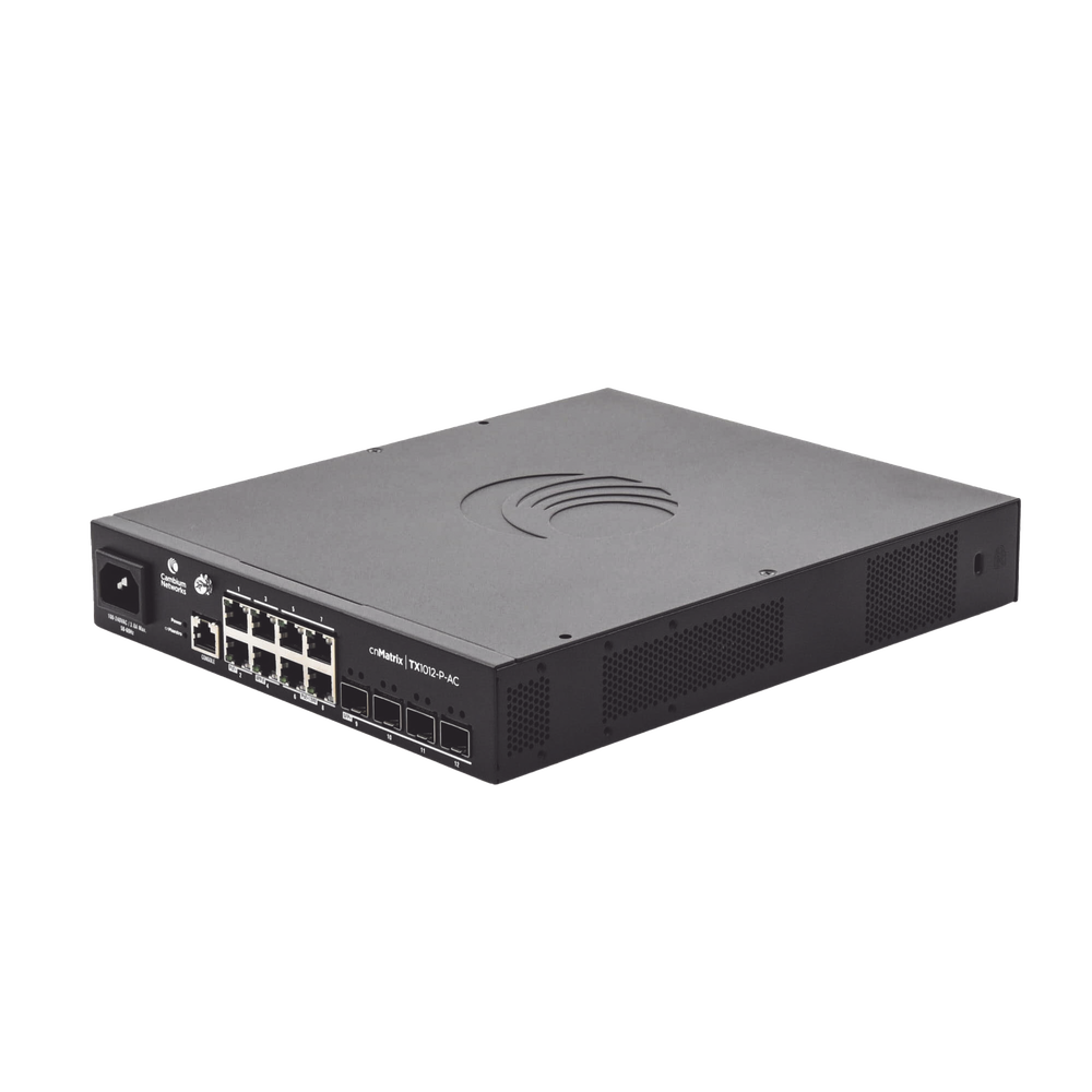 Switch cnMatrix TX1012-AC-P PoE Ideal para WISP  / 8 Puertos Gigabit PoE + 4 SFP+ / PoE Budget 200W /Capa 2 y Capa 3 / Gestión Gratuita Desde la Nube