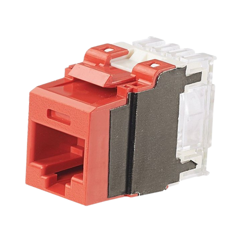 Conector Jack Estilo 110 (de Impacto), Tipo Keystone, Categoría 6A, de 8 Posiciones y 8 Cables, Color Rojo