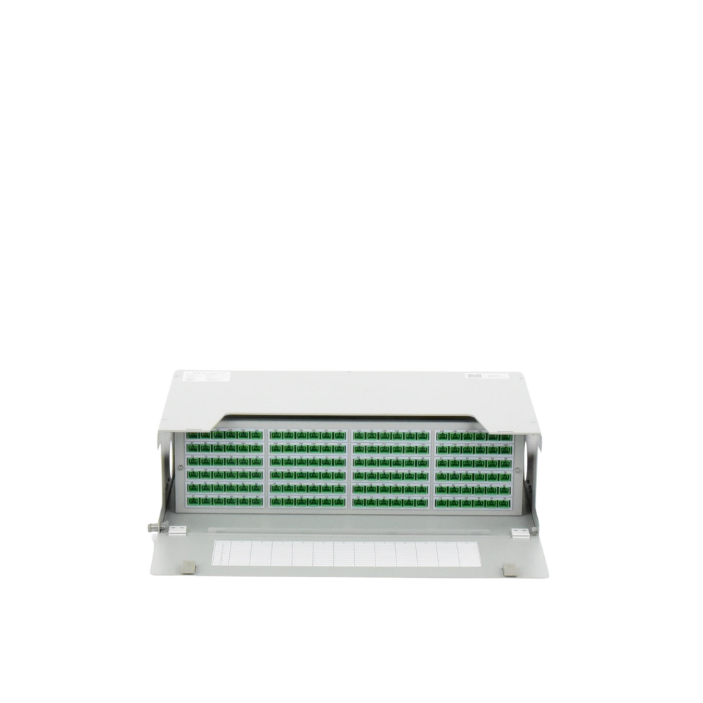 Distribuidor de Fibra Óptica para 144 Empalmes, con 144 Acopladores SC/APC y 144 Pigtails SC/APC, 19, 3 UR