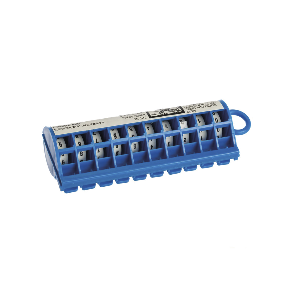 Dispensador de Etiquetas Marcadoras, Con Rollos Pre-Impresos con Números 0-9, de 2.4 Metros (7.87 Pies), Color Blanco