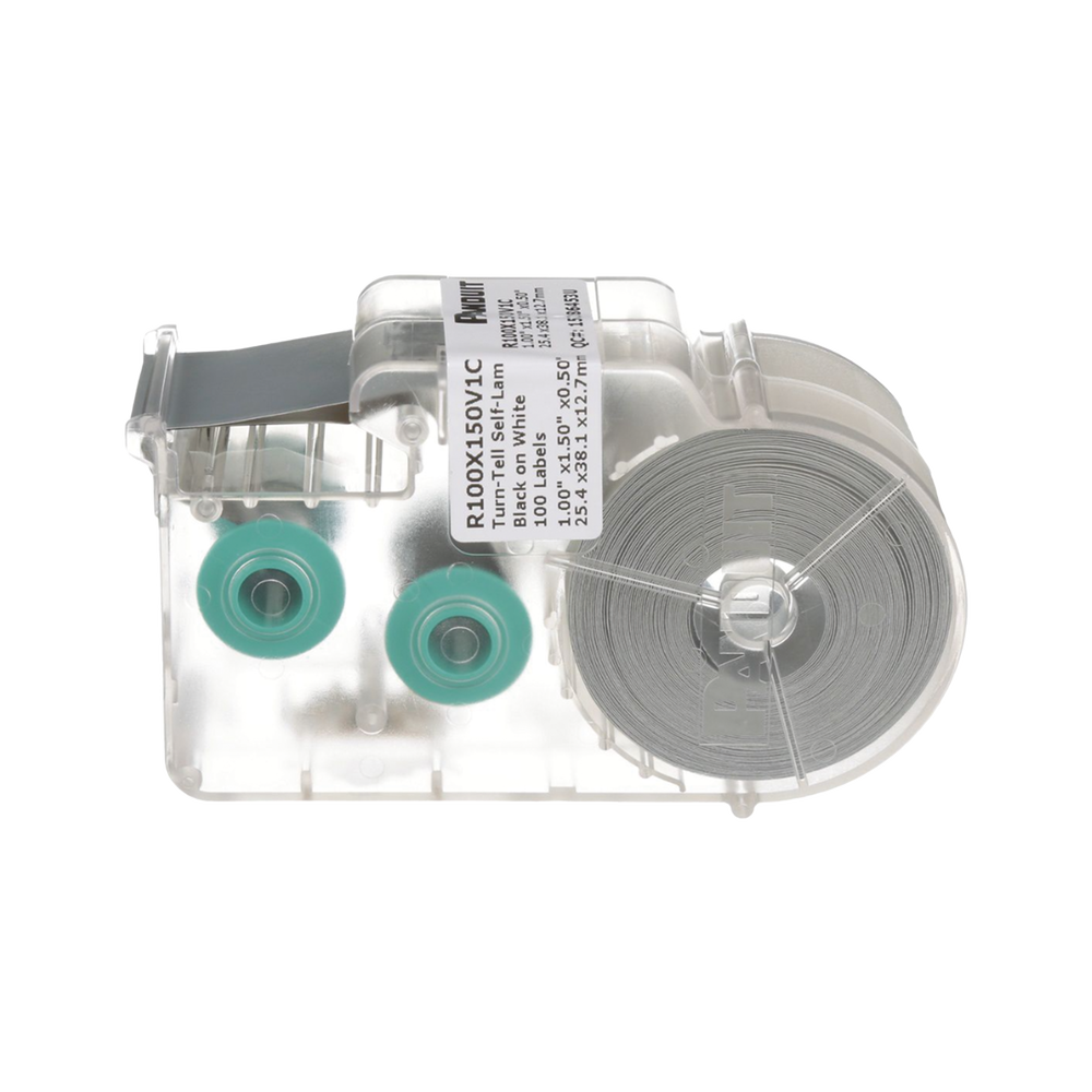 Casete de 75 Etiquetas Autolaminadas Turn-Tell, con Rotación para Mejor Visibilidad, para Cables de Redes de Cobre o Fibra Óptica, de 7.1 a 9.9 mm (0.28 a 0.39 pulgadas) de Diámetro