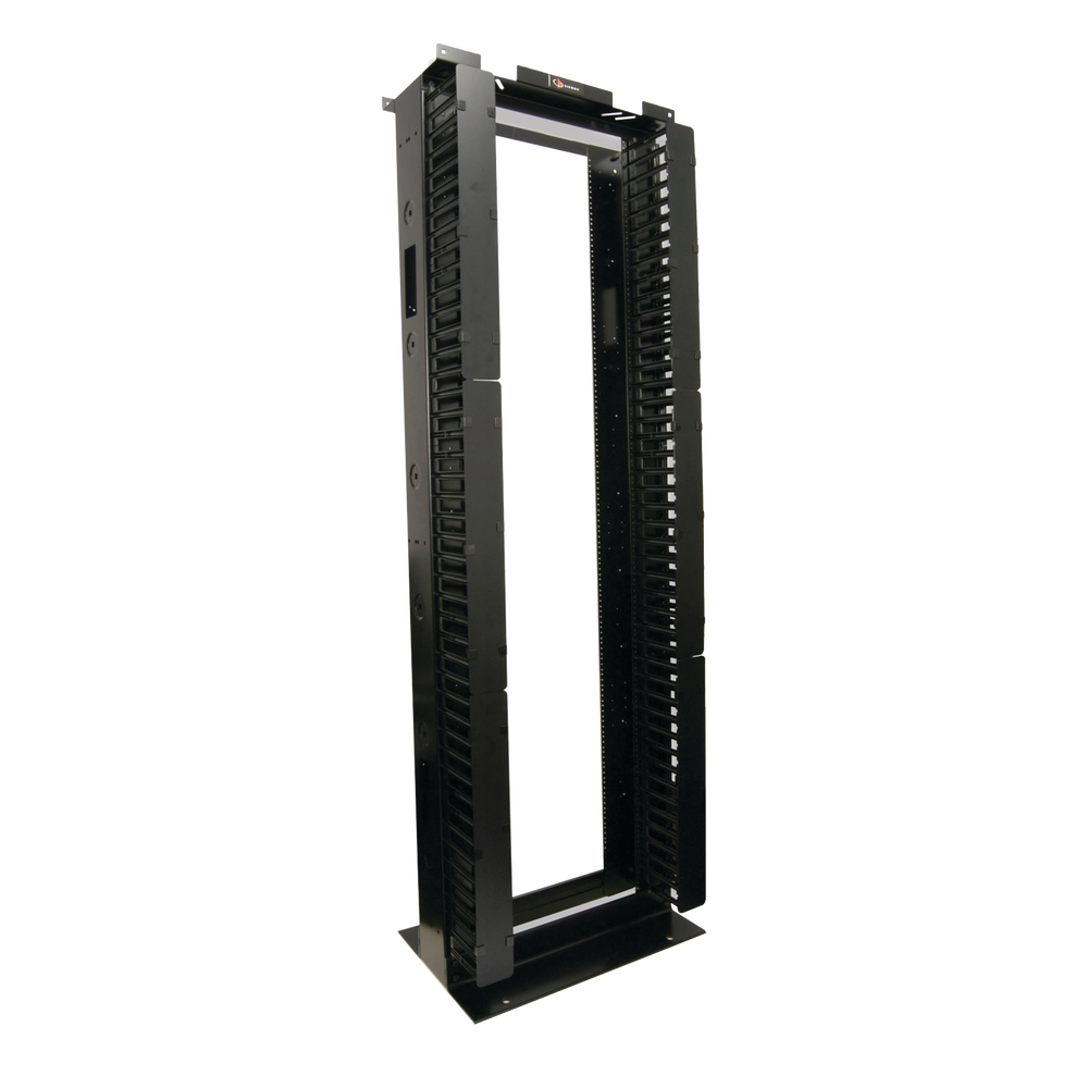 Rack de Aluminio System de 7ft x 19in, 45UR, Con organizadores verticales, conexión de tierra y accesorios de montaje
