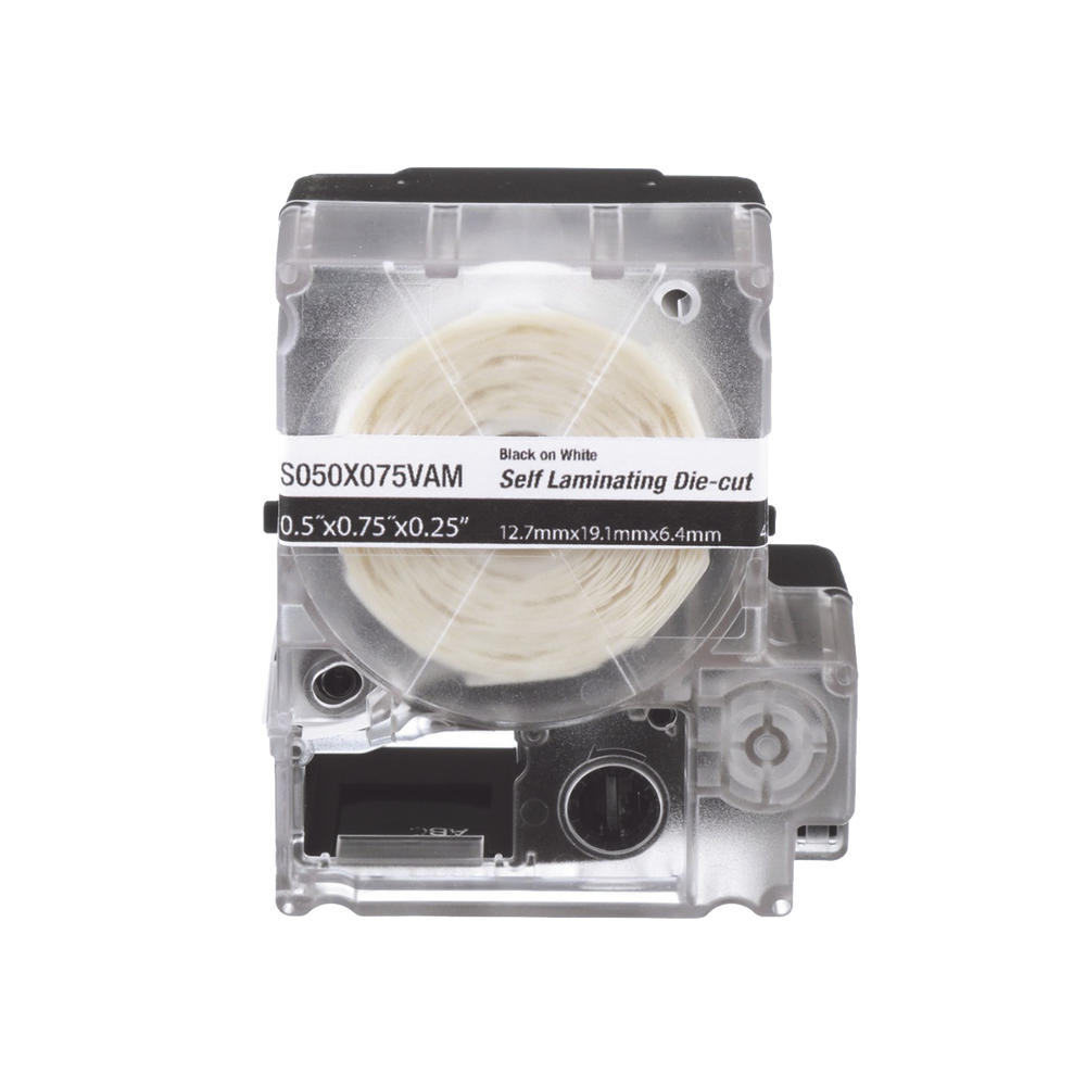 Casete de 200 Etiquetas Autolaminadas de 25.4 x 38.1 mm (1 x 1.5 Pulgadas), para Cables de 3.1 a 7 mm (0.12 a 0.28 Pulgadas) de Diámetro, Área de Impresión Color Blanco