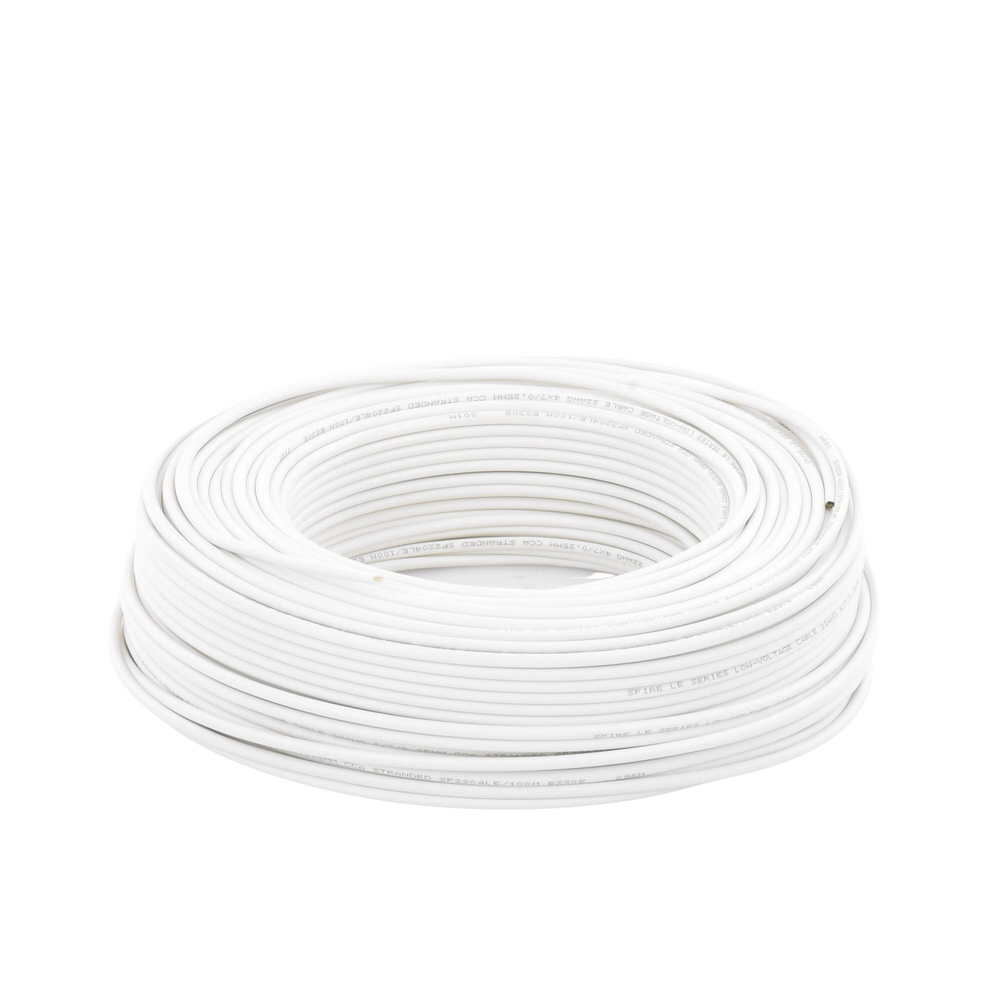 Bobina de 100 Metros (328.08 Pies) / Cable de CCA / 4 x 22 AWG / Tipo Aluminio Revestido de Cobre / Aplicaciones en Alarmas de Intrusión / Automatización