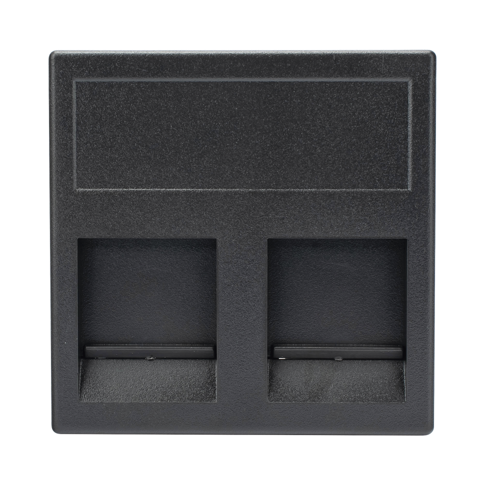Módulo Color Negro con 2 Espacios para Jack Keystone con Guardapolvo para las Cajas de Escritorio Ofiblock y Teleblock / (KB76/14)