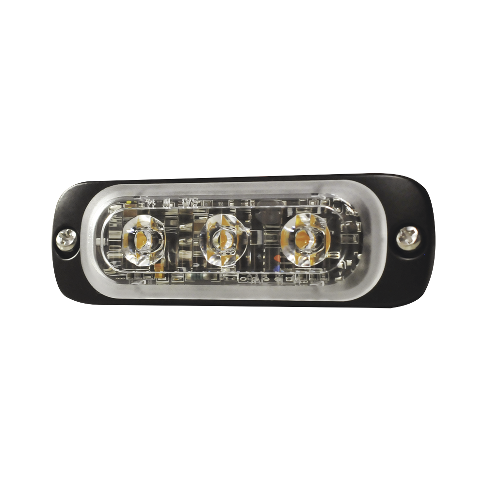 Luz Auxiliar de 3 LED, Ambar, Lente Transparente, SAE