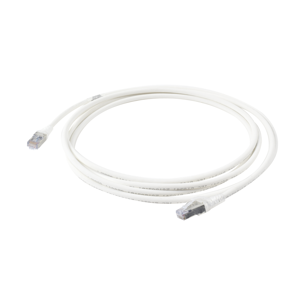 Patch Cord Skinny Cat6A Blindado S/FTP, 3.05 Metros (10 Pies), Diámetro Reducido 28 AWG, Color Blanco