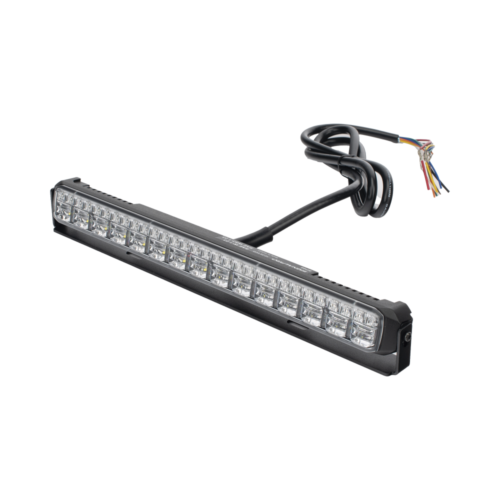 Luz Auxiliar de 45 LED, Top Rojo, Tricolor Rojo/Ambar/Blanco, 11.42", Lente Transparente, SAE