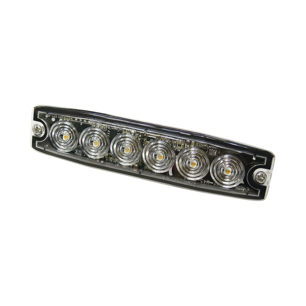 Luz Auxiliar de 6 LED, Ambar, lente Transparente, SAE