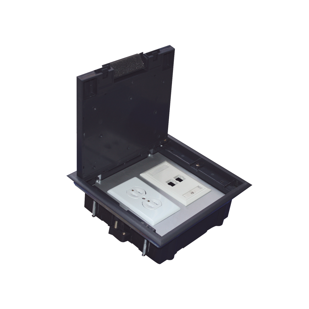 Caja de Piso para Dos Módulos Universales (Socket M2), para Alimentación Eléctrica y Redes de Datos (11000-33401) No Incluye Faceplates
