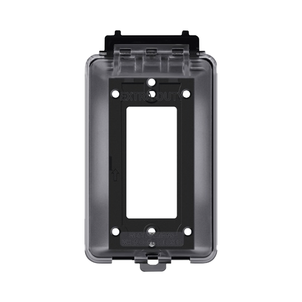 Caja Protectora de Contactos para Exterior / Policarbonato de Alto Impacto / Protección NEMA 3R / 127V 15A 60Hz / Tapa Transparente Base Negra / Resistente a Intemperie UV