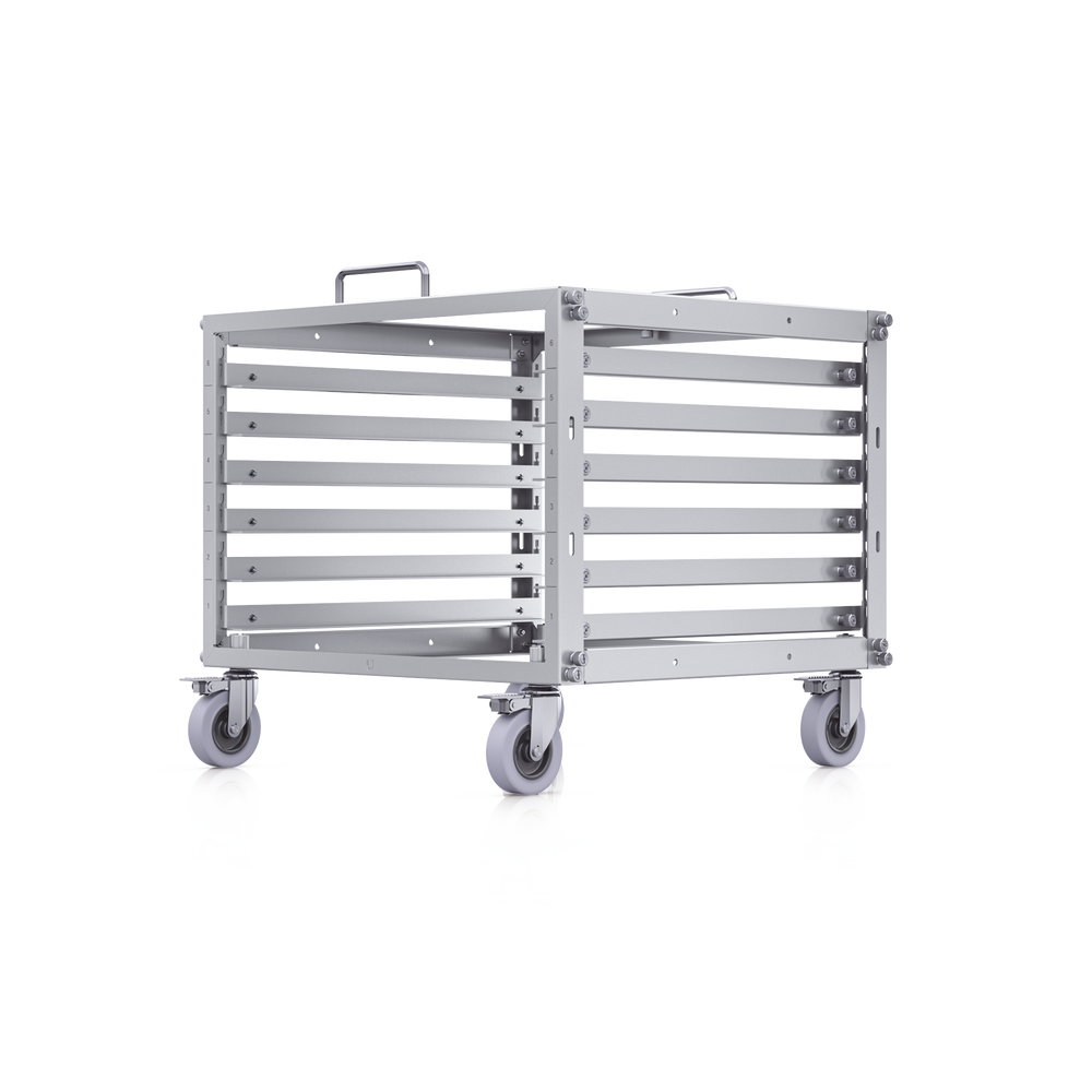 Rack Abierto 6U Compacto y Apilable sin Herramientas para Equipos UniFi, Ensamblaje Toolless, Ruedas con Seguro y Expansión a 12U con Kit de Apilado