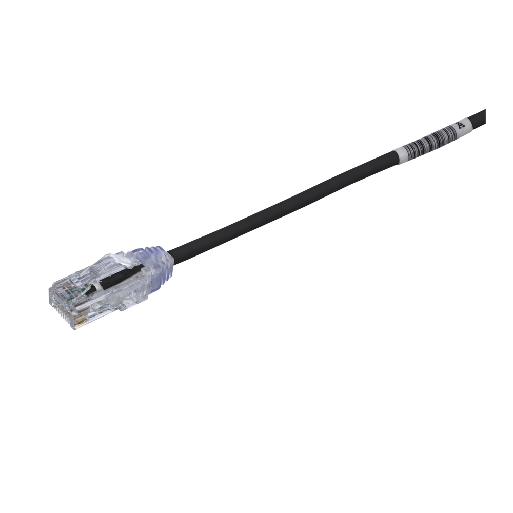 Cable de Parcheo TX6, UTP Cat6, Diámetro Reducido (28AWG), Color Negro, 0.5 Metros (1.64 Pies)
