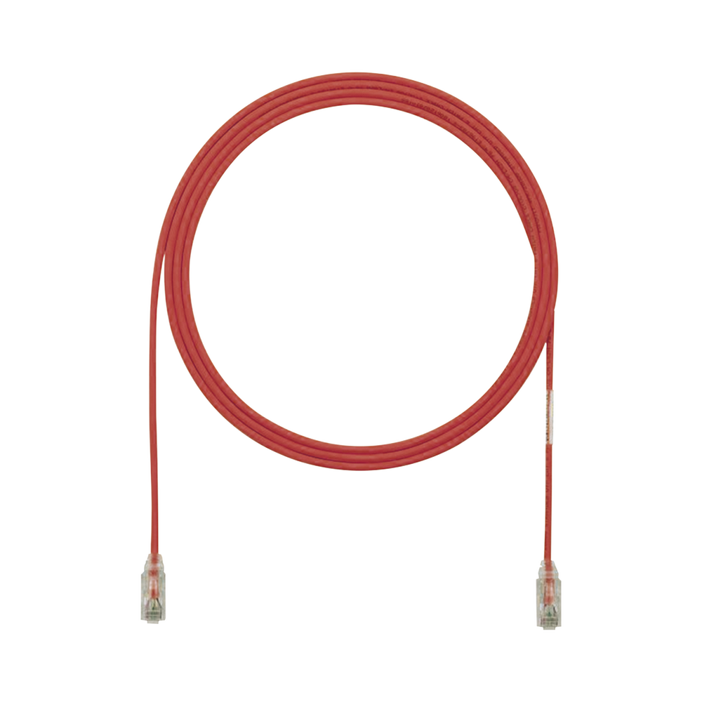 Cable de Parcheo TX6, UTP Cat6, Diámetro Reducido (28AWG), Color Rojo, 3.66 Metros (12 Pies)