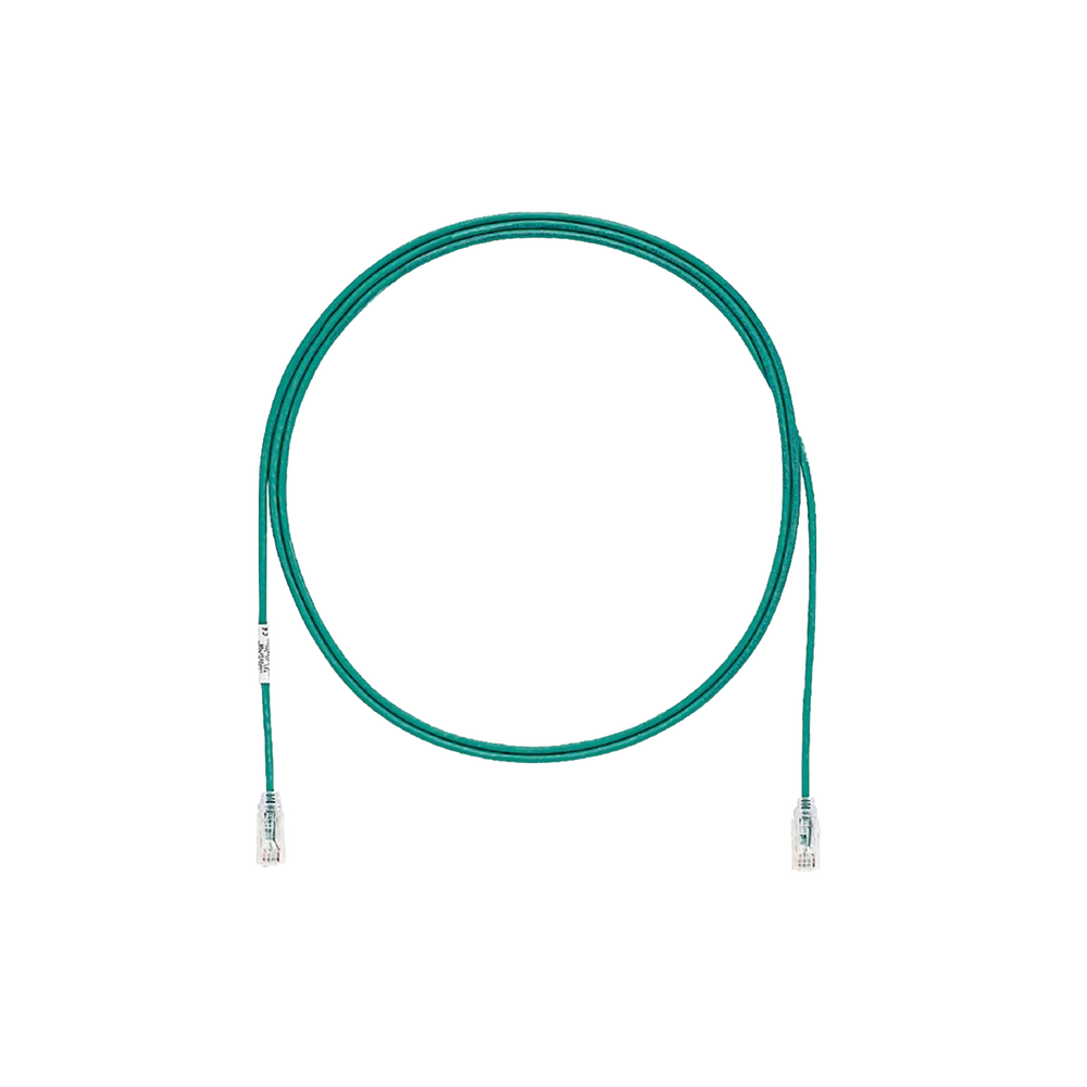 Cable de Parcheo TX6, UTP Cat6, Diámetro Reducido (28AWG), Color Verde, 0.3 Metros (1 Pie)