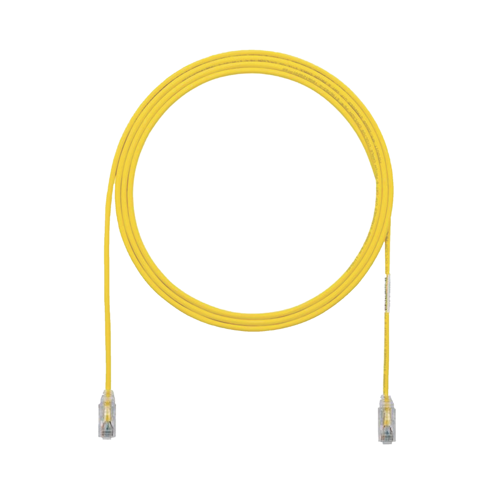 Cable de Parcheo TX6, UTP Cat6, Diámetro Reducido (28AWG), Color Amarillo, 0.3 Metros (1 Pie)
