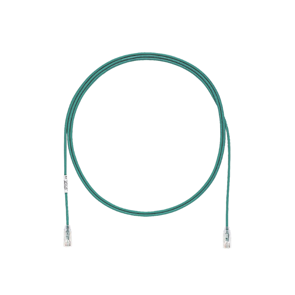 Cable de Parcheo TX6, UTP Cat6, Diámetro Reducido (28AWG), Color Verde, 9.14 Metros (30 Pies)