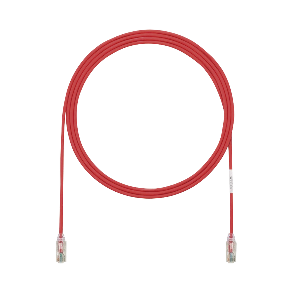 Cable de Parcheo TX6, UTP Cat6, Diámetro Reducido (28AWG), Color Rojo, 0.91 Metros (3 Pies)
