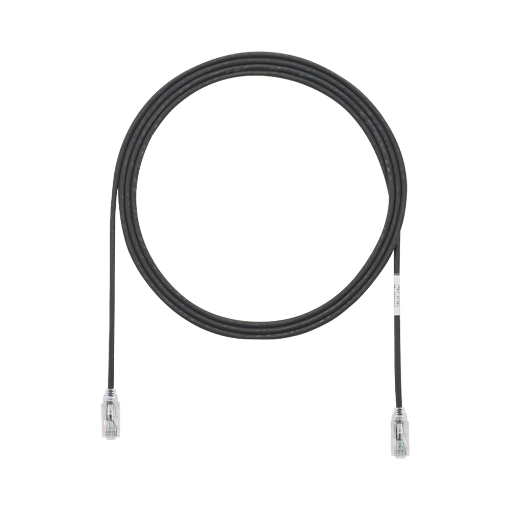 Cable de Parcheo TX6, UTP Cat6, Diámetro Reducido (28AWG), Color Negro, 2.13 Metros (7 Pies)