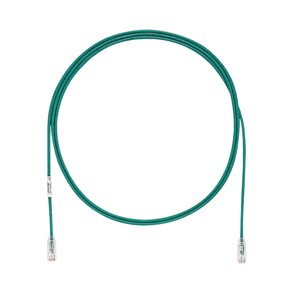 Cable de Parcheo TX6, UTP Cat6, Diámetro Reducido (28AWG), Color Verde, 2.13 Metros (7 Pies)
