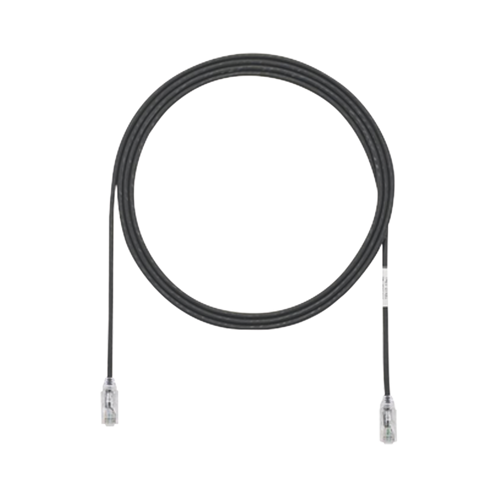 Cable de Parcheo TX6, UTP Cat6, Diámetro Reducido (28AWG), Color Negro, 2.44 Metros (8 Pies)