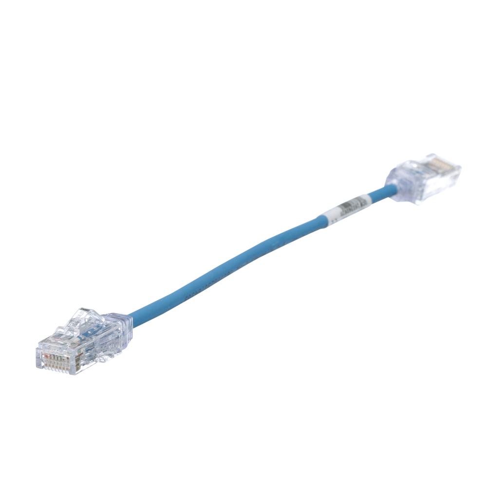 Cable de Parcheo TX6, UTP Cat6, Diámetro Reducido (28AWG), Color Azul, 20.2 cm (8 Pulgadas)