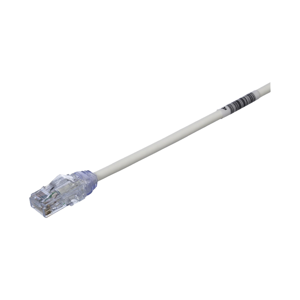 Cable de Parcheo UTP Cat6A, CM/LSZH, Diámetro Reducido (28AWG), Color Blanco Mate, 0.3 Metros (1 Pie)