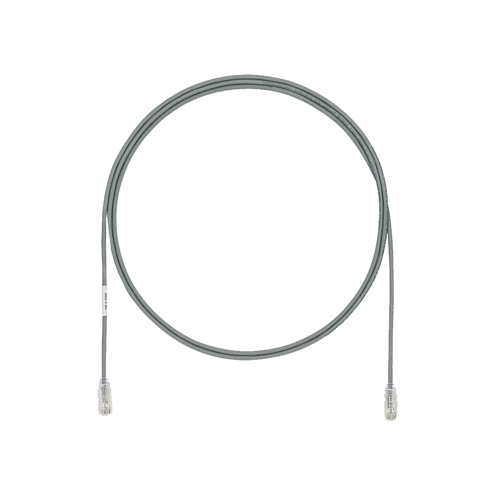 Cable de Parcheo UTP Cat6A, CM/LSZH, Diámetro Reducido (28AWG), Color Gris, 0.30 Metros (1 Pie)
