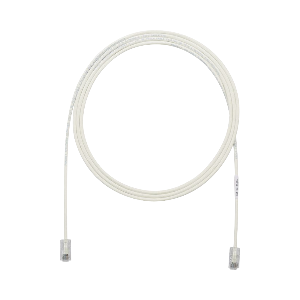 Cable de Parcheo UTP Cat6A, CM/LSZH, Diámetro Reducido (28AWG), Color Blanco Mate, 10.67 Metros (35 Pies)