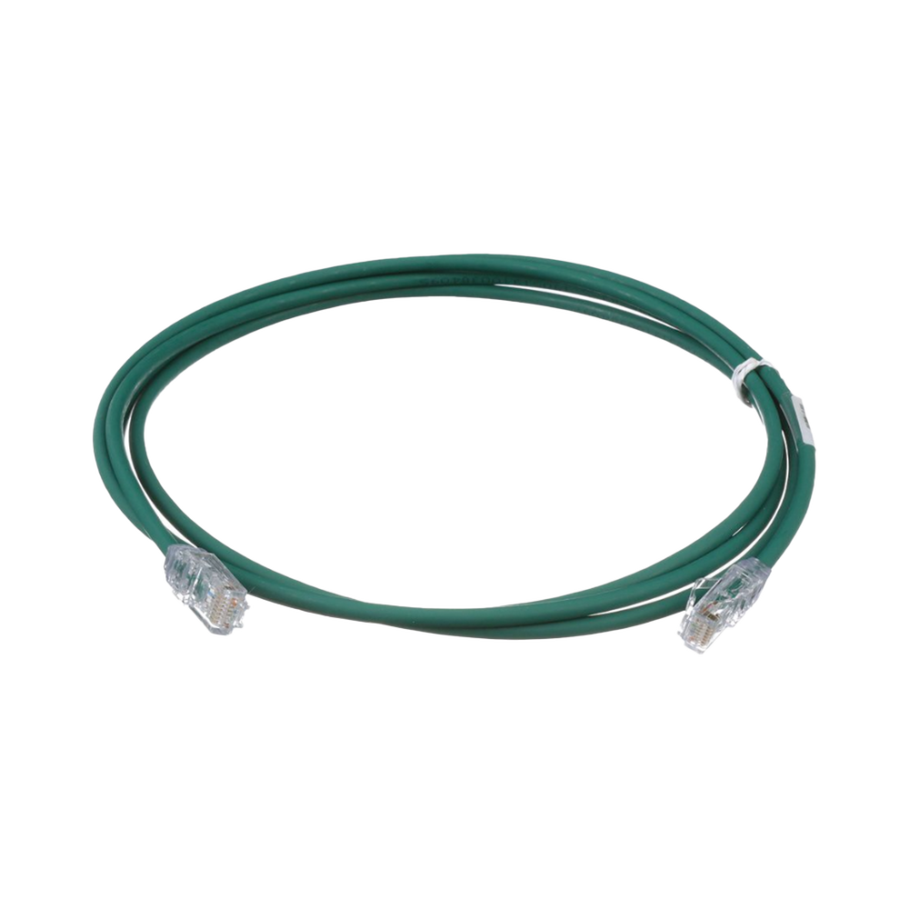 Cable de Parcheo UTP Cat6A, CM/LSZH, Diámetro Reducido (28AWG), Color Verde, 2.13 Metros (7 Pies)