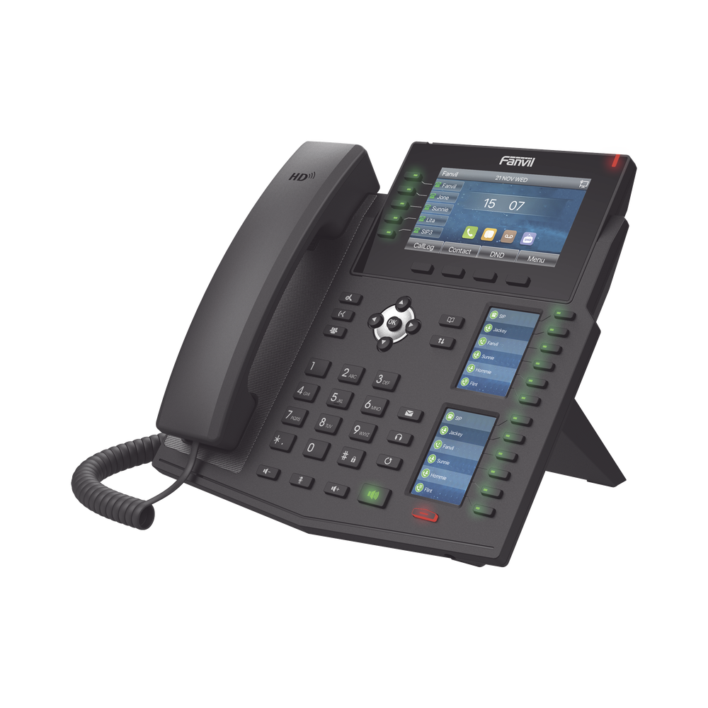 Teléfono IP Empresarial con Estándares Europeos, 20 lineas SIP con pantalla LCD a color, 60 teclas DSS/BLF, puertos Gigabit, IPv6, Opus , PoE/DC