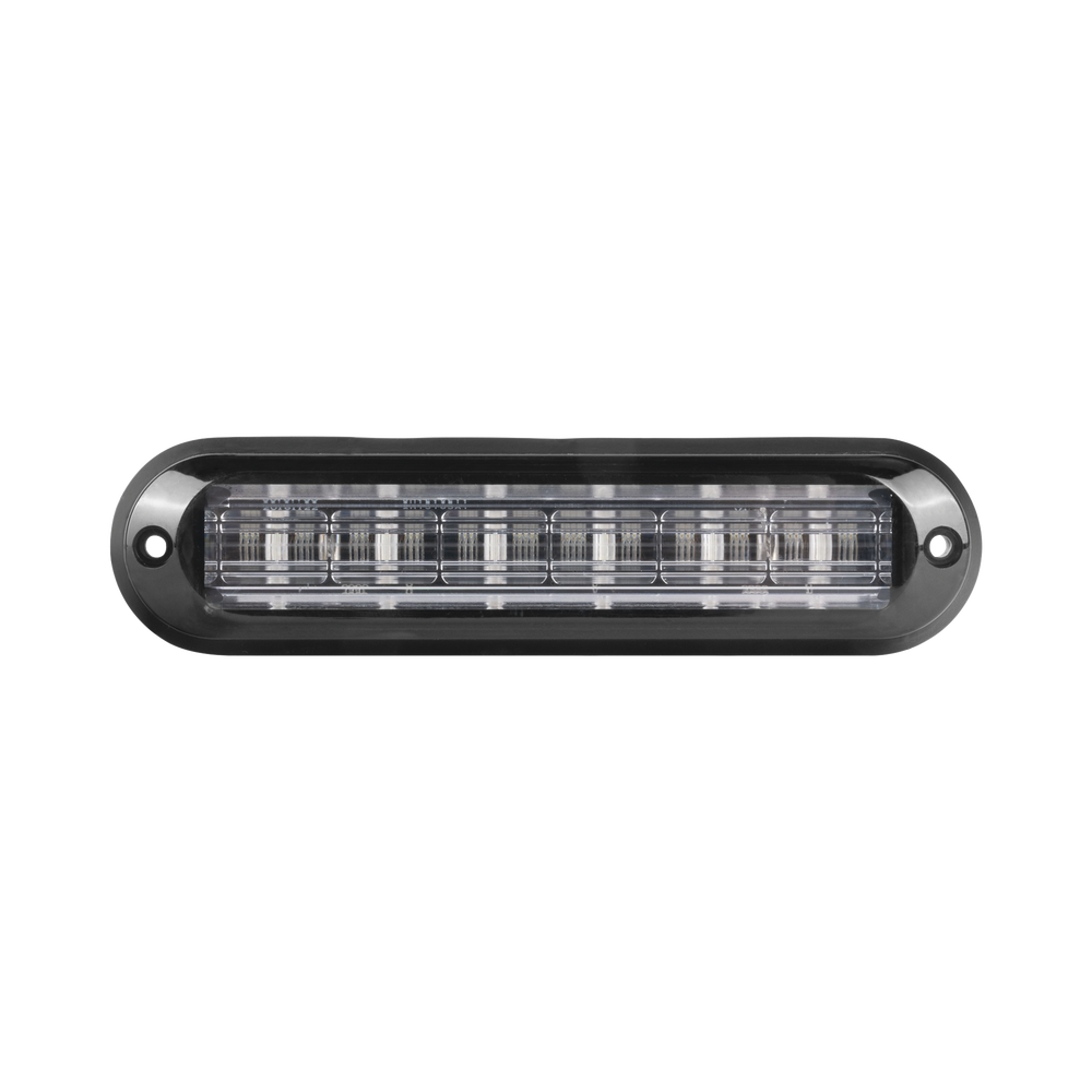 Luz Auxiliar Ultra Brillante IP67 de 6 LEDs, Color Rojo, con mica transparente y bisel negro
