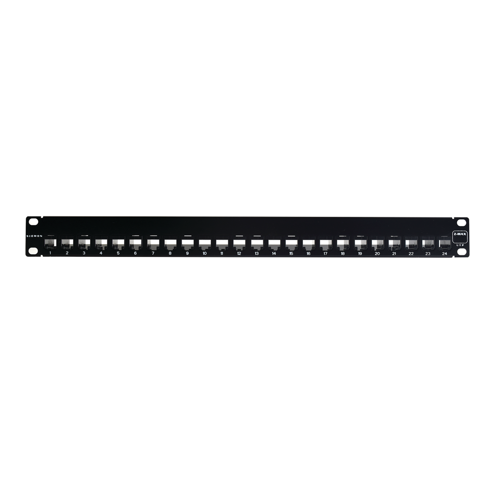 Patch Panel UTP Z-MAX de 24 Puertos, Precargado con Jacks Categoría 6, Plano, 1UR