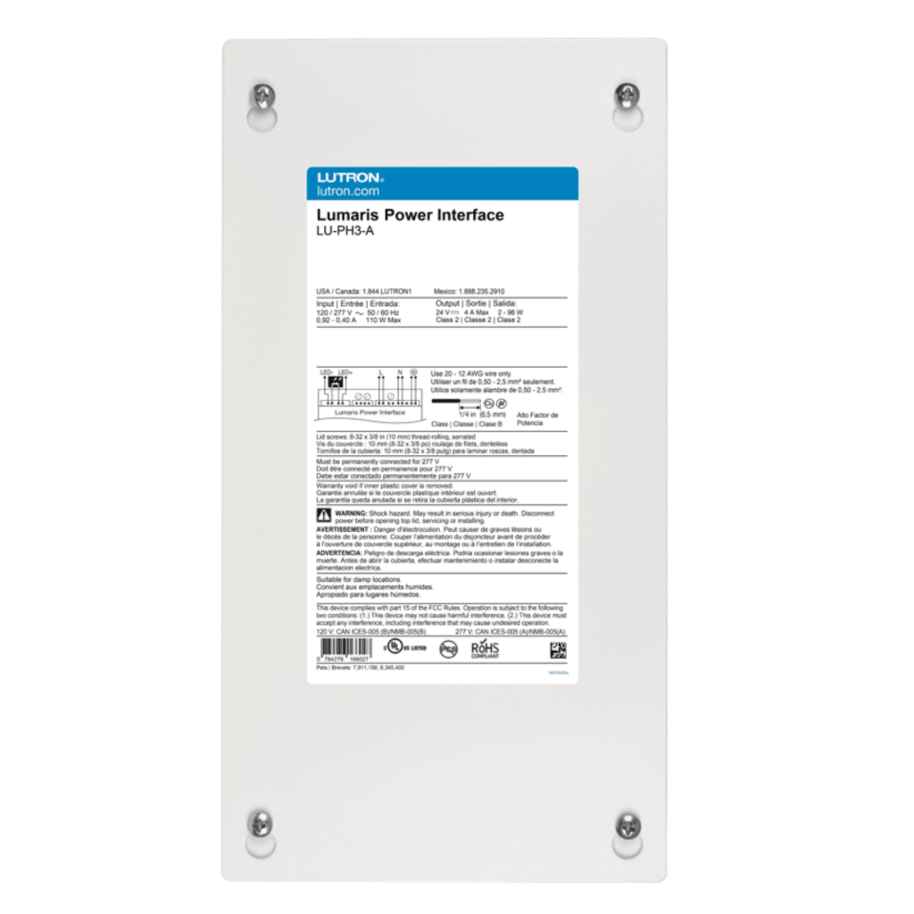 (RadioRa3) Interfaz de alimentación cableada para la cinta de luz blanca modulable Lumaris